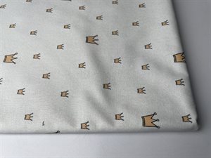 Patchwork stof (prøvetryk) - store fine kroner på gråblå bund, 275 cm